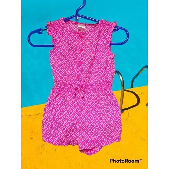 Girls Carter's Pink & White Romper Size 6M (E72) - Picture 1 of 2